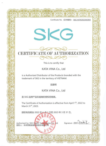 Chứng nhận đại lý ủy quyền SKG