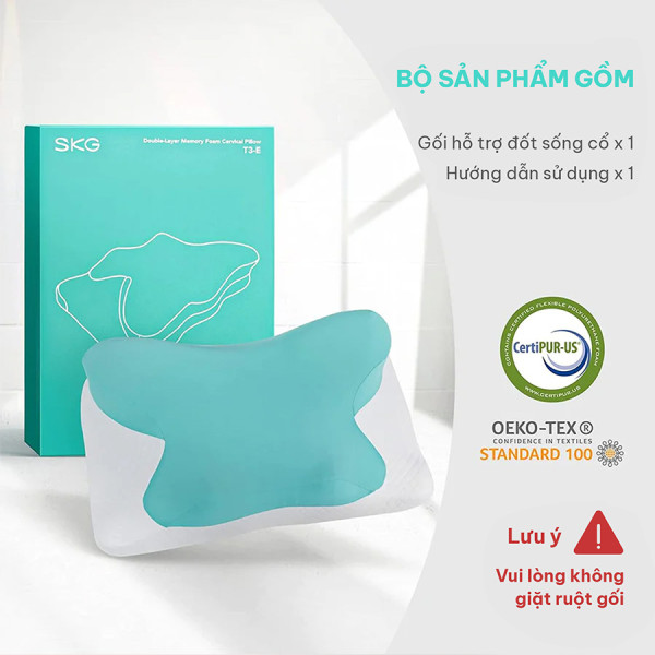 bộ sản phẩm gối Gối ngủ massage SKG T3 PRO