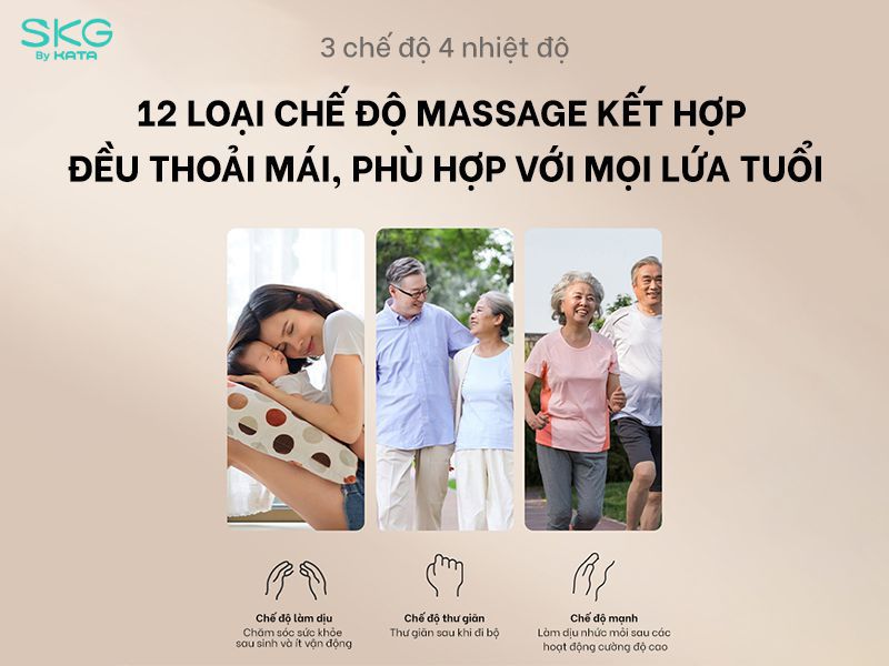SKG W3 có công nghệ rung tần số cao 3 chế độ giúp đầu gối nhức mỏi sảng khoái nhanh chóng 