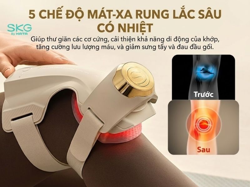 Massage đầu gối với 5 chế độ khác nhau giúp thư giãn