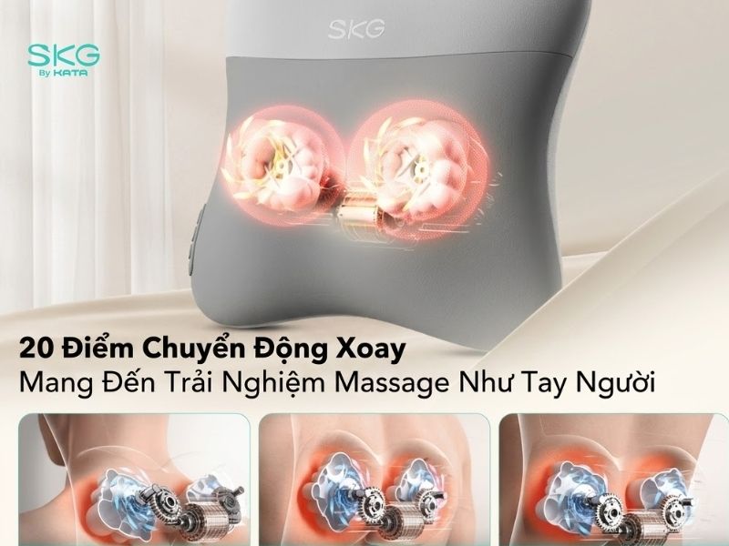 Công nghệ massage xoay tròn kết hợp chườm nóng