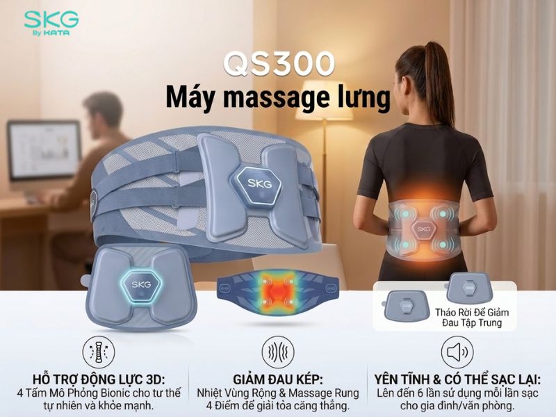 Máy massage QS300 có thể tháo rời thành 2 phần riêng biệt