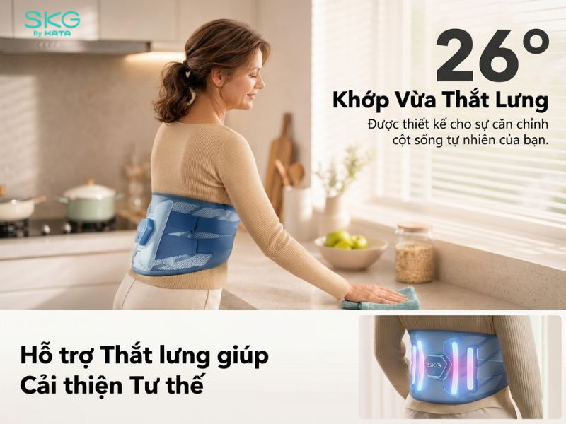 Đai lưng massage được thiết kế ôm sát đường cong vùng thắt lưng