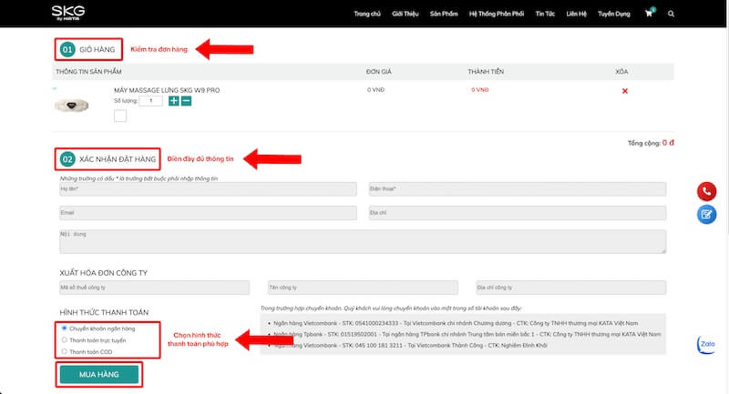 Mẫu thông tin mua hàng