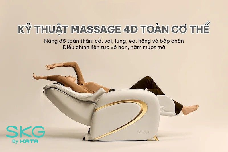 Máy được thiết kế nâng đỡ cột sống cho phép ngả lưng tối đa 163 độ