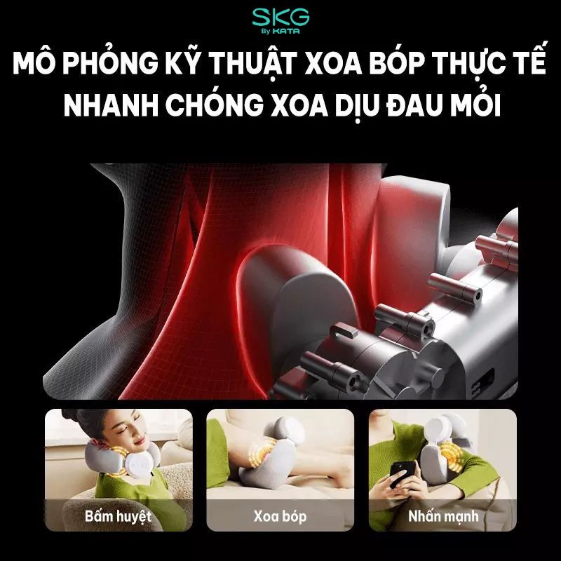 Massage sâu toàn diện các vùng cổ, vai, gáy với đầu massage chuẩn kỹ thuật