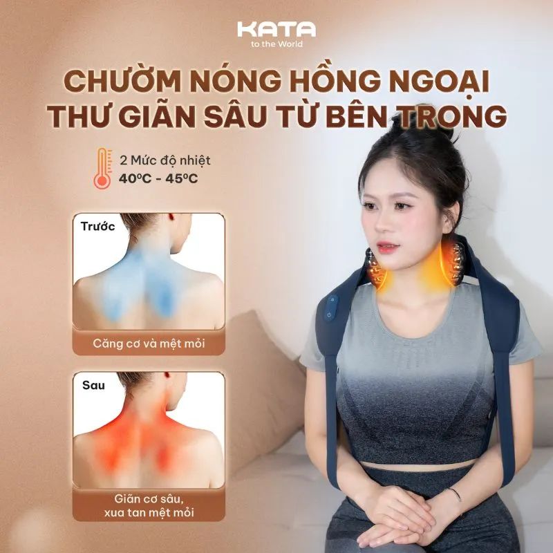 Công nghệ chườm nhiệt nóng của máy giúp giải tỏa căng thẳng, mệt mỏi