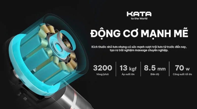 Súng massage KATA MG30 massage chuyên sâu với 4 đầu tùy chỉnh theo nhu cầu